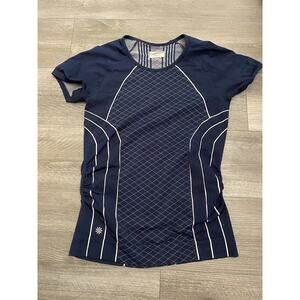 Athleta Compression Short Sleeve Shirt Navy Blue